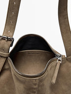 Split suede leather mini crossbody bag