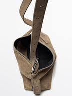 Split suede leather mini crossbody bag