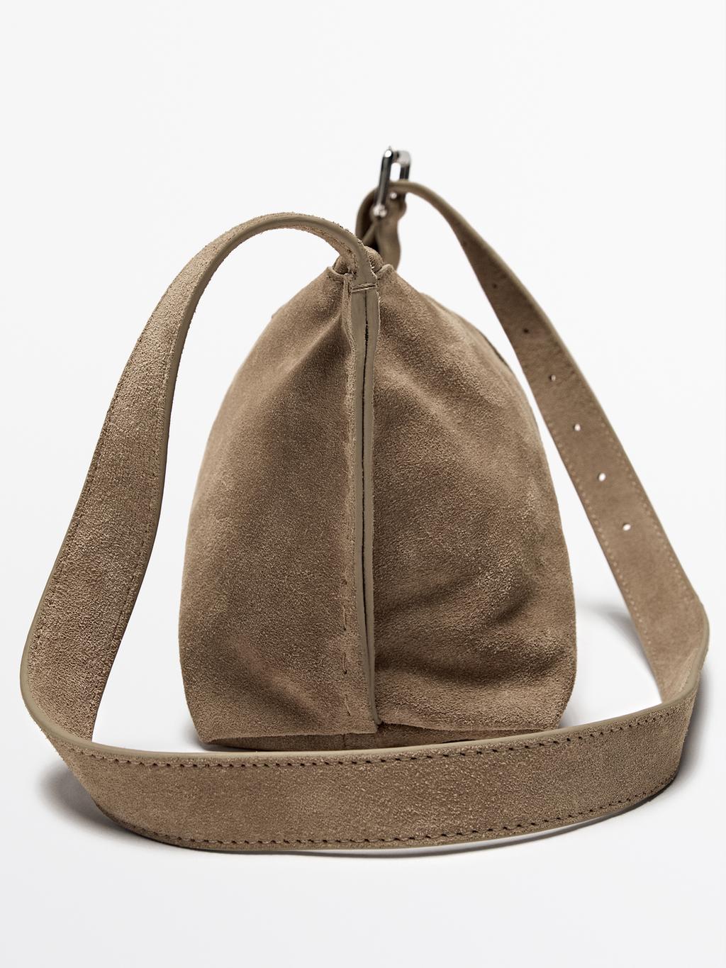 Split suede leather mini crossbody bag