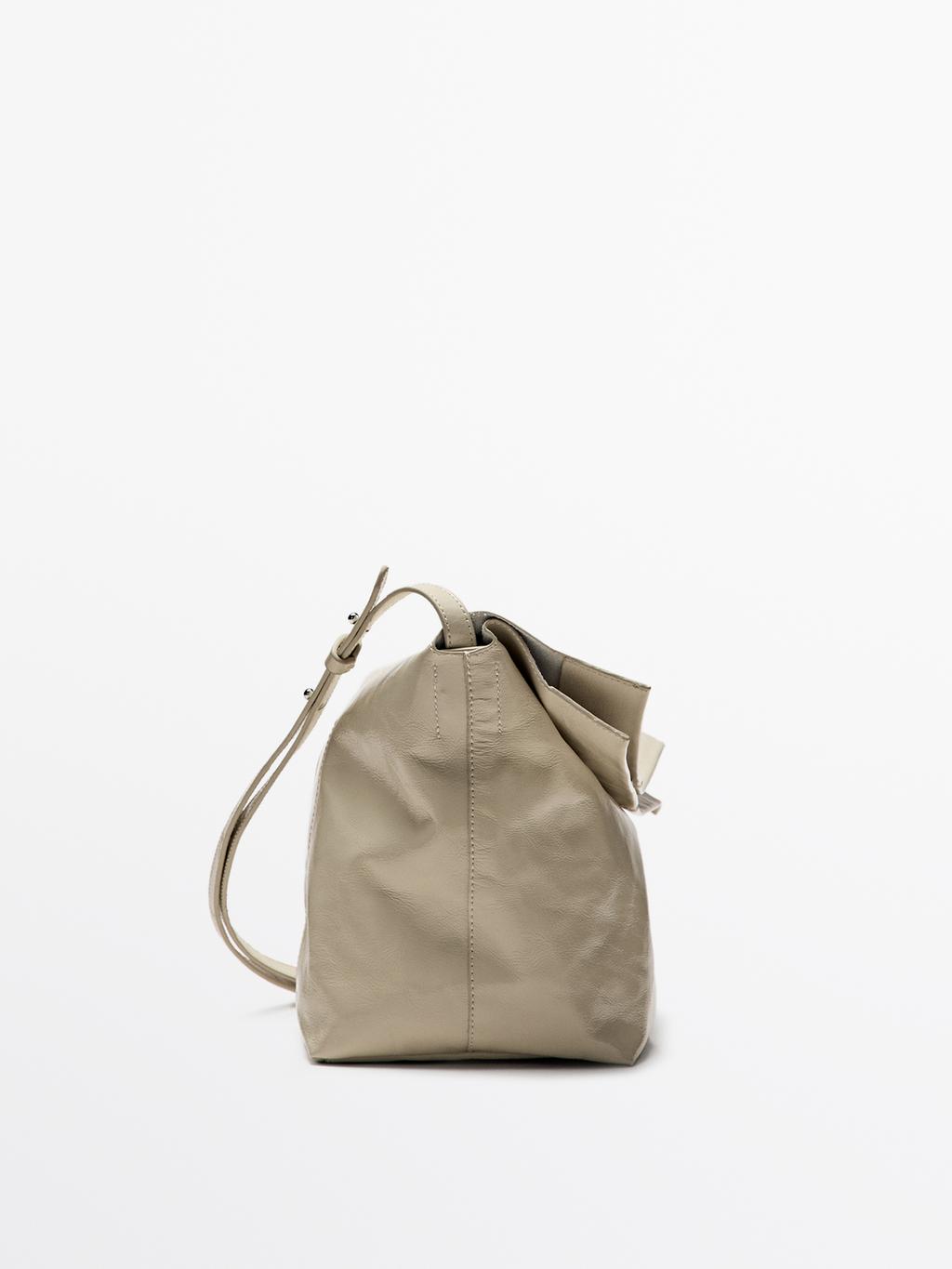 Crackled nappa leather flap bag