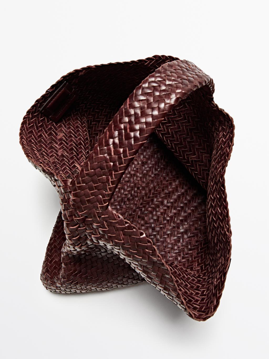 Braided nappa leather shopper bag