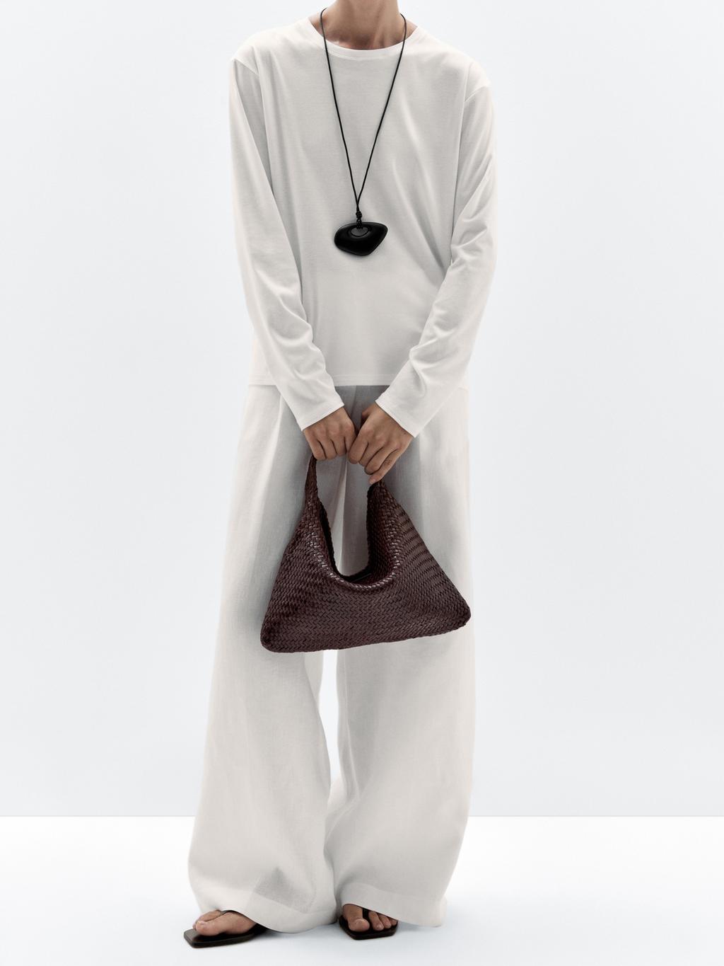 Braided nappa leather shopper bag