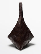 Nappa leather woven maxi tote bag