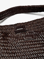 Nappa leather woven maxi tote bag