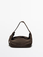 Split suede shoulder bag