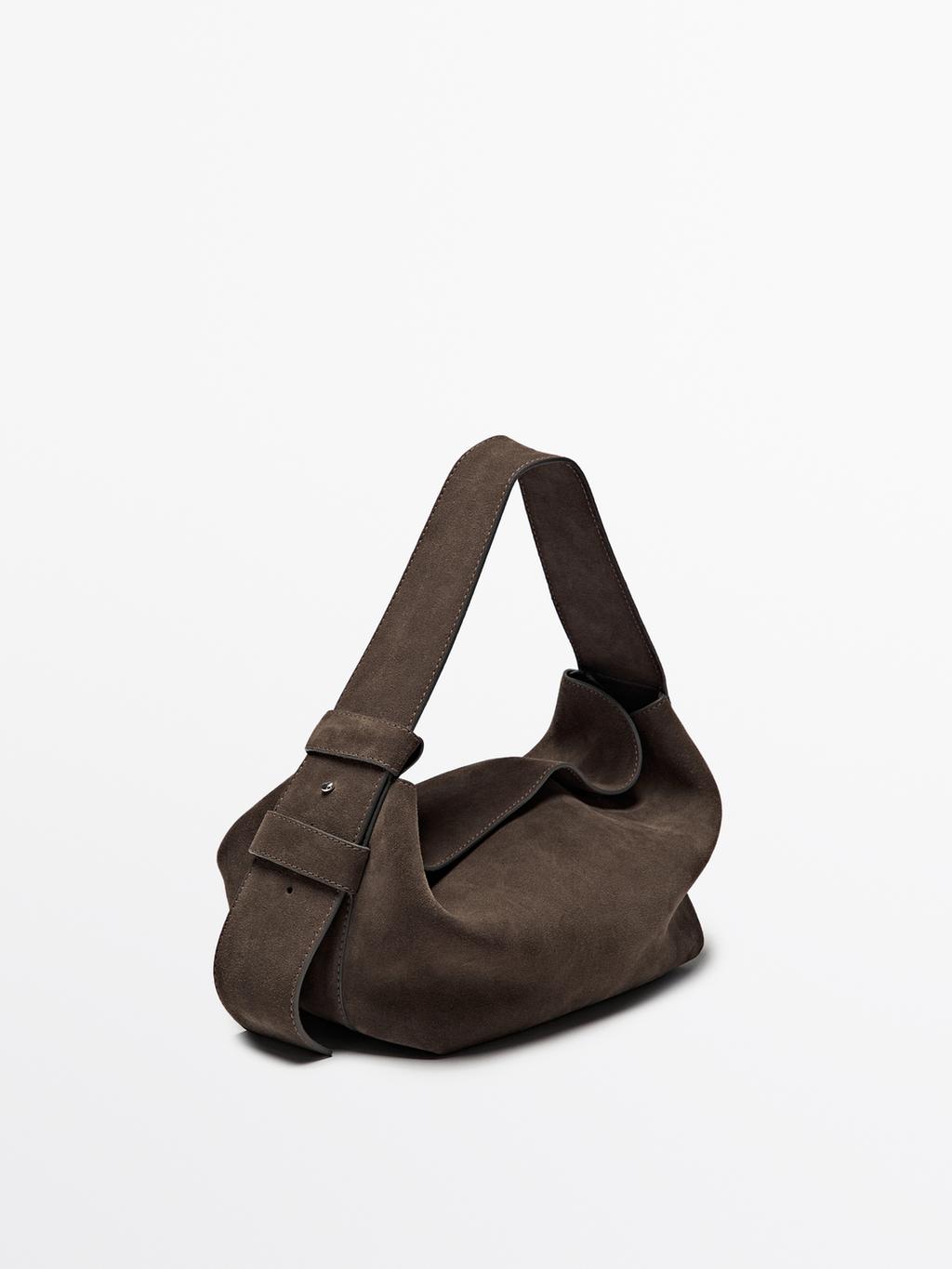 Split suede shoulder bag