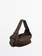 Split suede shoulder bag
