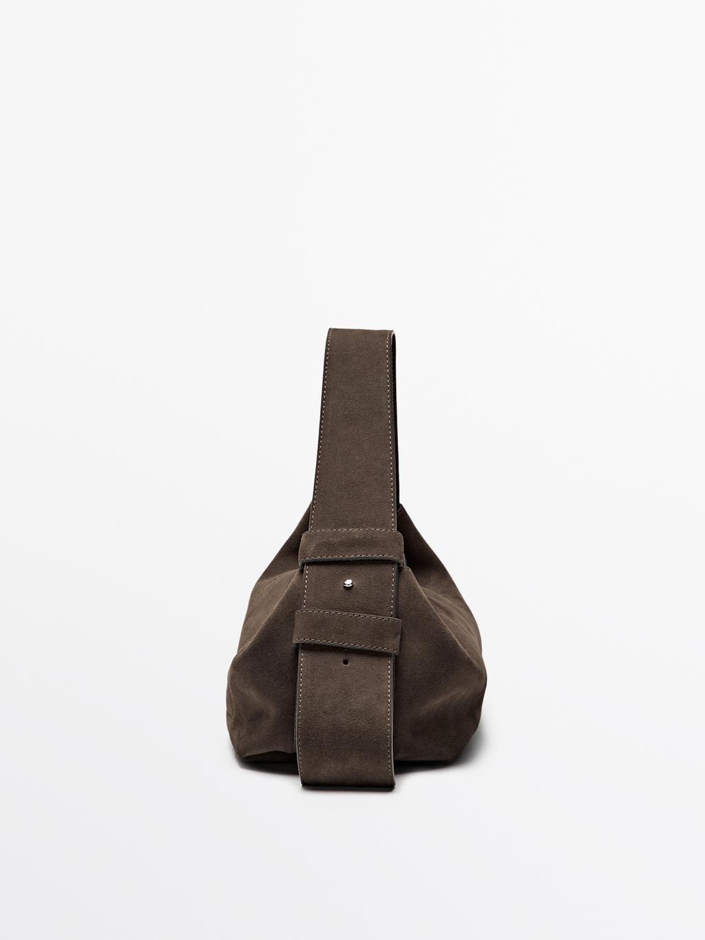 Split suede shoulder bag