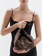 Split suede shoulder bag