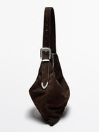 Split leather maxi bag