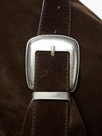 Split leather maxi bag