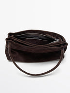 Leather and split leather medium bag with compartments