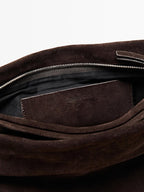 Leather and split leather medium bag with compartments