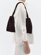 Leather and split leather medium bag with compartments