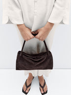 Leather and split leather medium bag with compartments