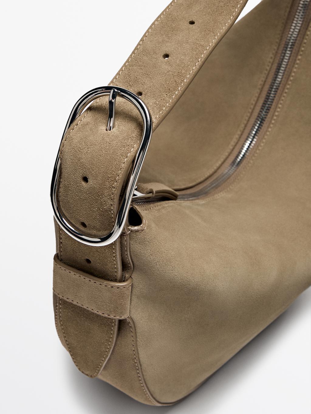 Split suede medium shoulder bag