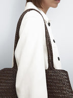 Large braided nappa tote bag