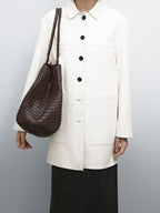 Large braided nappa tote bag