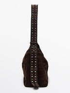 Split leather maxi bucket bag