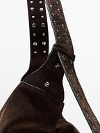 Split leather maxi bucket bag