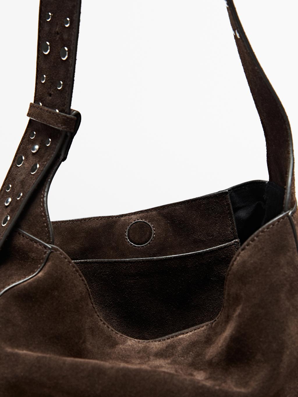 Split leather maxi bucket bag