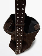 Split leather maxi bucket bag