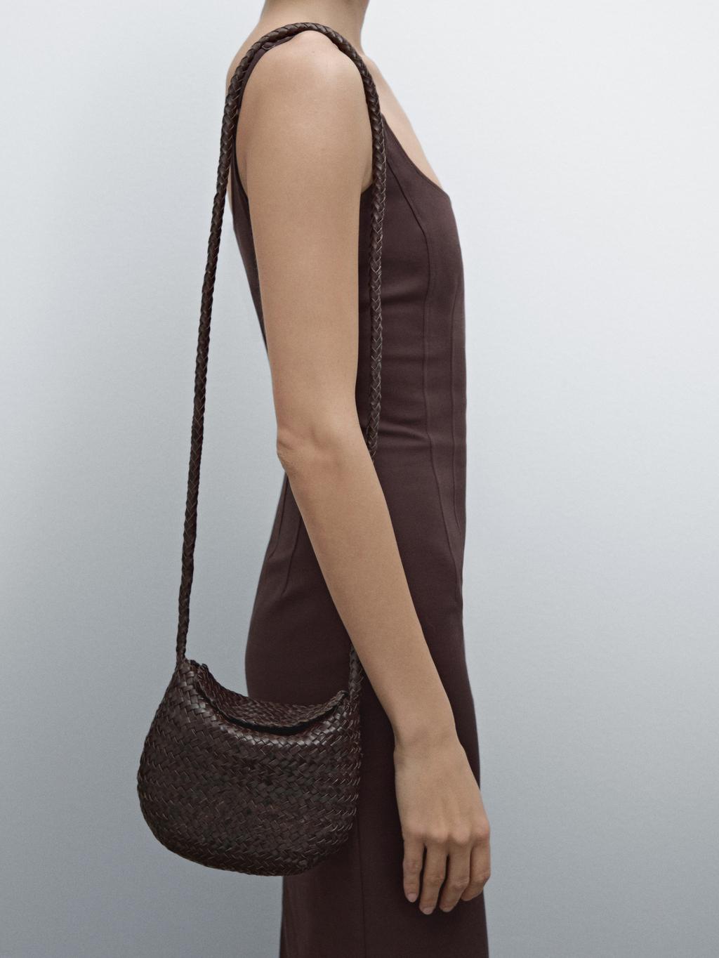Braided nappa leather crossbody bag