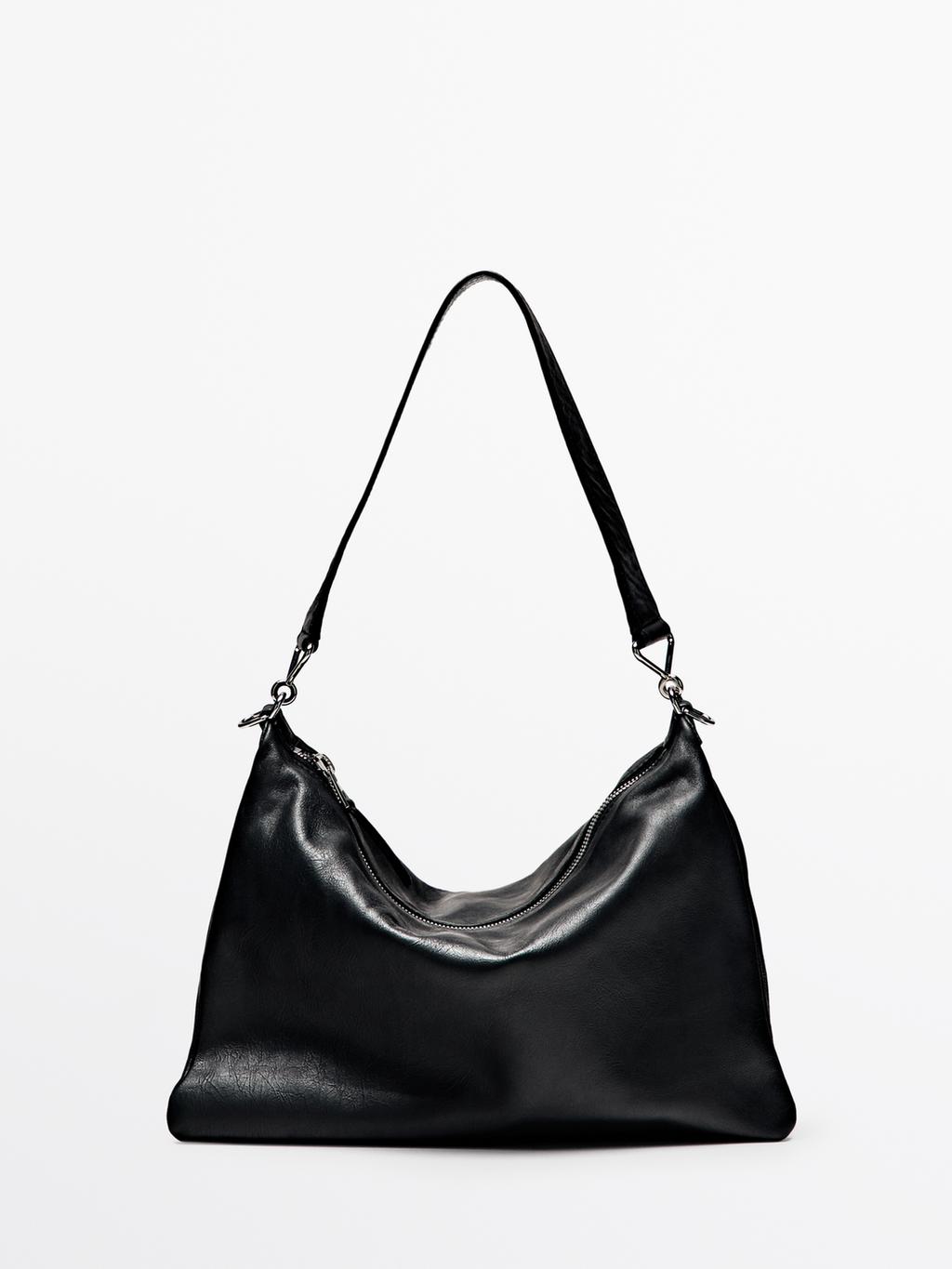 Large nappa leather bag with compartments