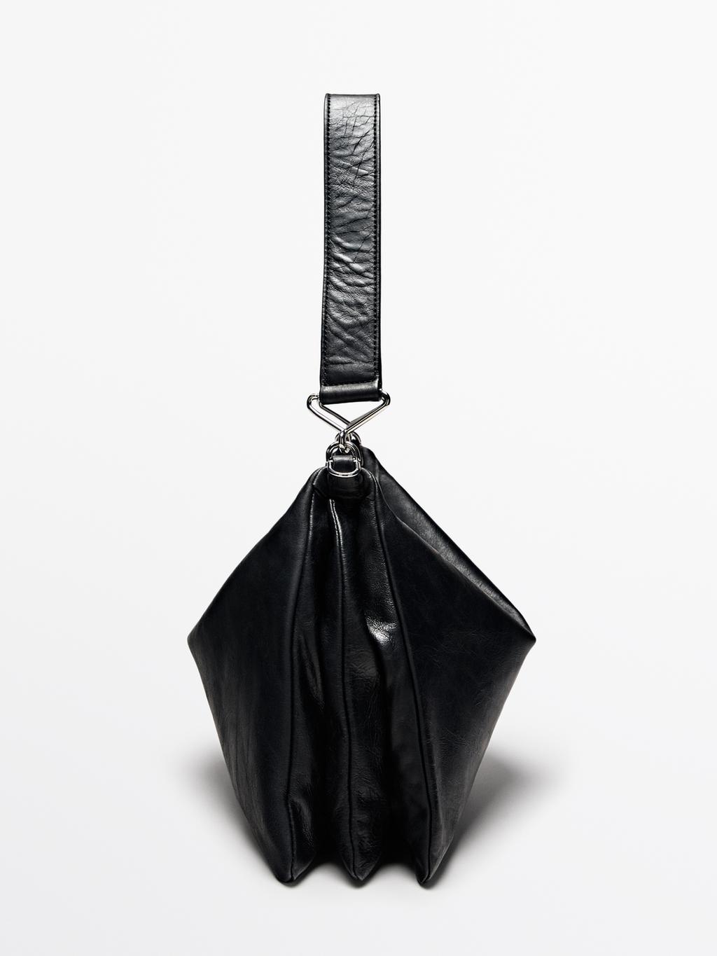 Large nappa leather bag with compartments