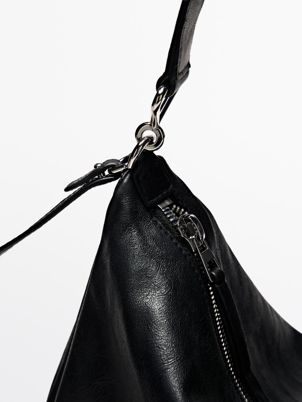 Large nappa leather bag with compartments