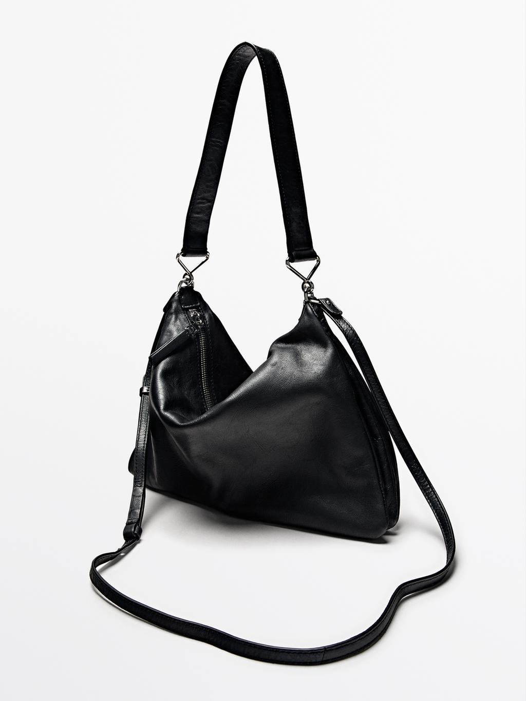 Large nappa leather bag with compartments