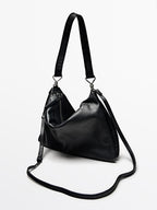 Large nappa leather bag with compartments