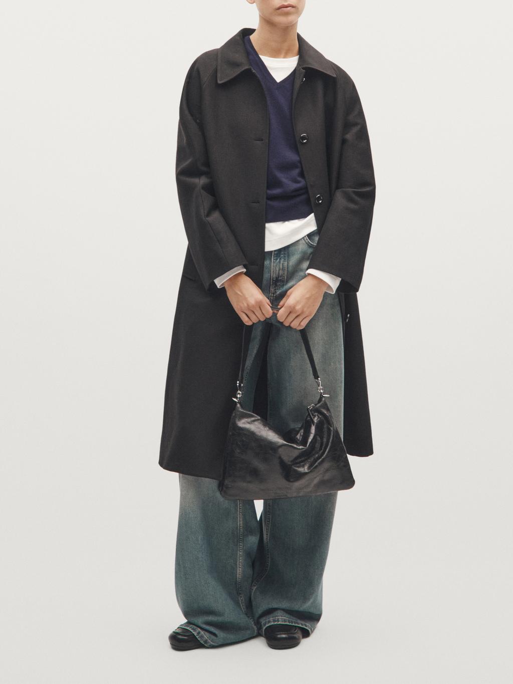 Large nappa leather bag with compartments