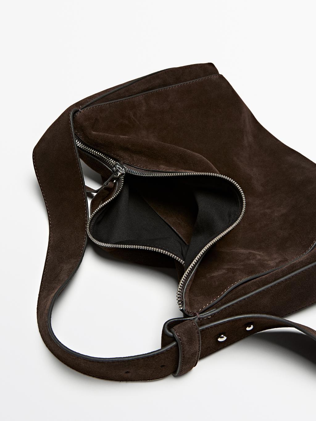 Large split leather shoulder bag