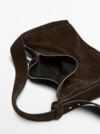 Large split leather shoulder bag