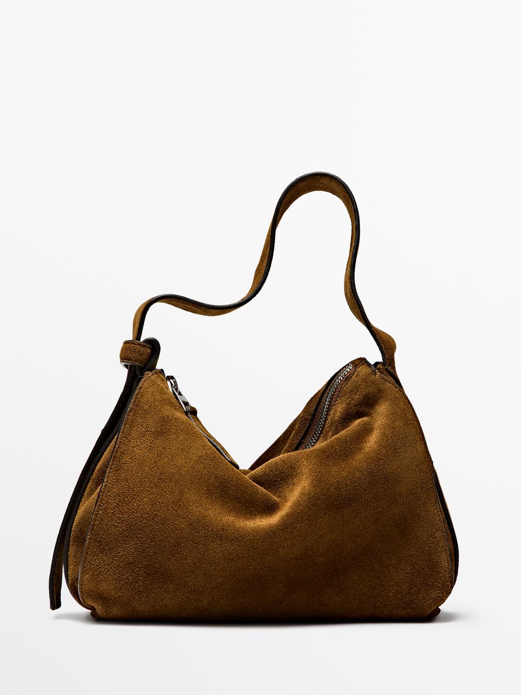 Small split leather shoulder bag