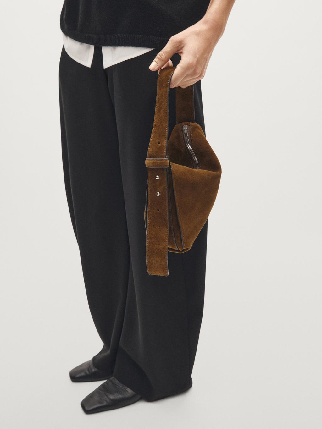 Small split leather shoulder bag