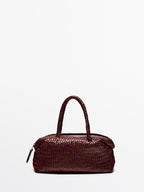 Small woven nappa leather satchel bag