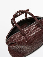 Small woven nappa leather satchel bag