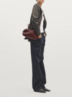 Small woven nappa leather satchel bag