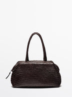 Braided nappa leather satchel bag