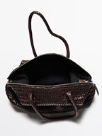 Braided nappa leather satchel bag