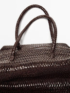Braided nappa leather satchel bag