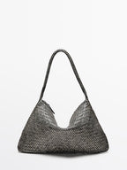 Large braided nappa leather shoulder bag