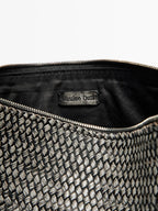 Large braided nappa leather shoulder bag