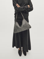 Large braided nappa leather shoulder bag