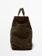 Leather and split leather maxi shopper bag