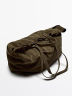 Leather and split leather maxi shopper bag