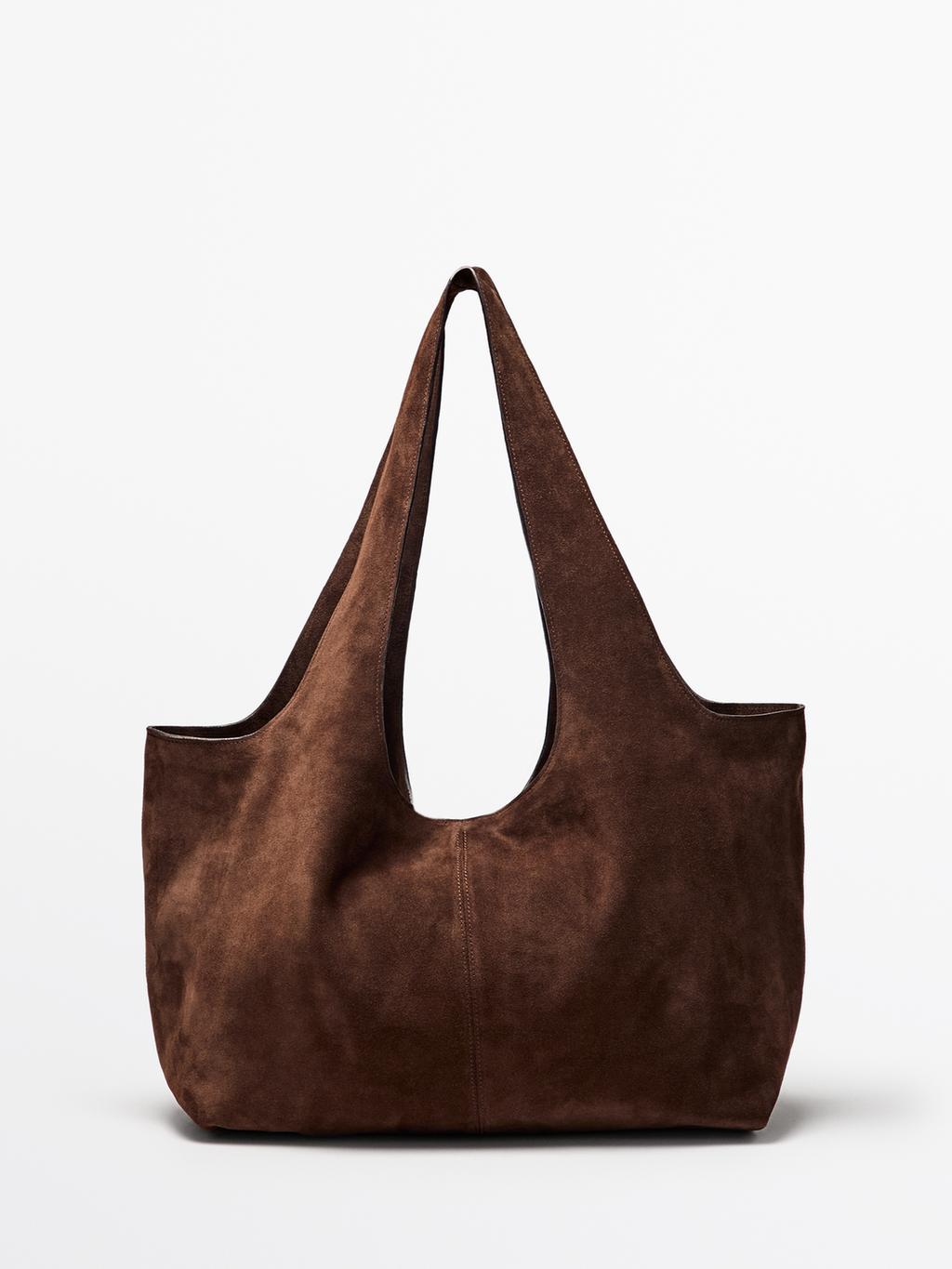 Split leather maxi tote bag