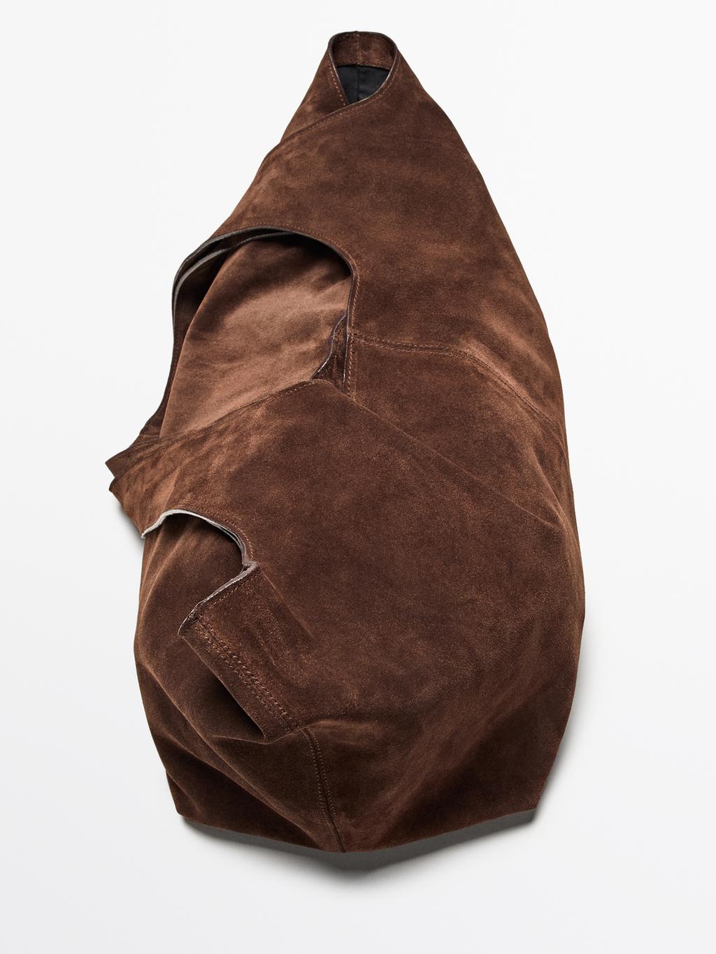 Split leather maxi tote bag